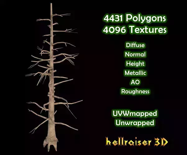 Dead Pine Tree - PBR - Textured