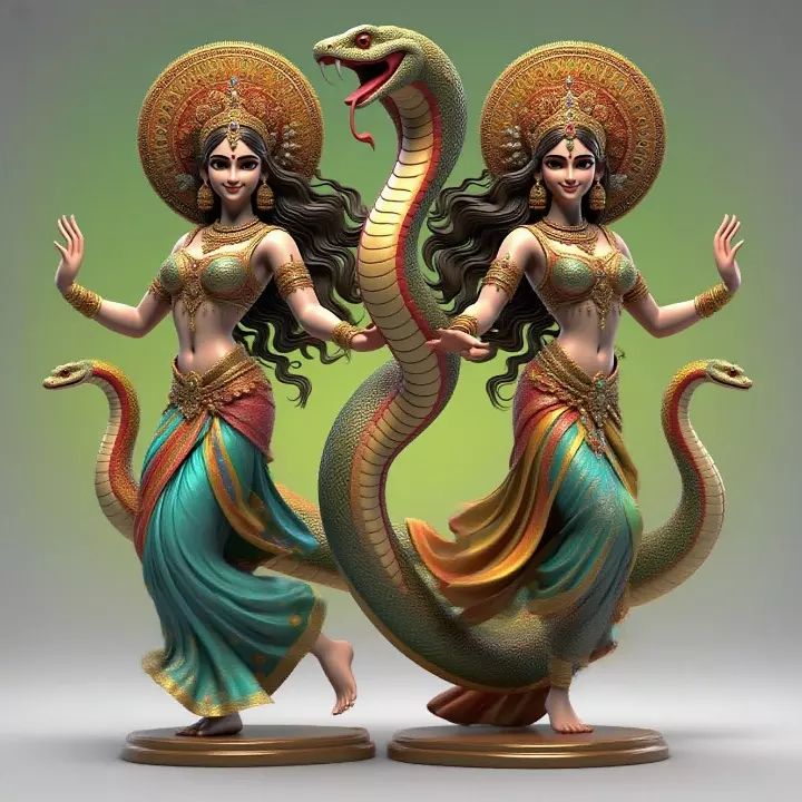4501 Color 3D Model of Dancing Snake Woman STL DND 3D print model