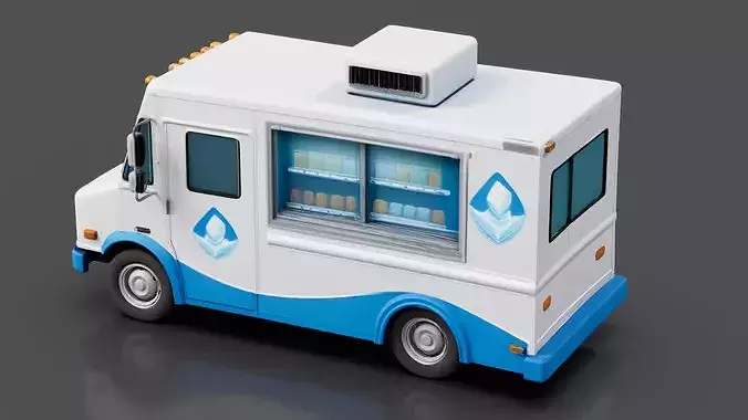 Mobile Ice Store Truck Low-poly 3D model 4