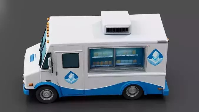 Mobile Ice Store Truck Low-poly 3D model 3