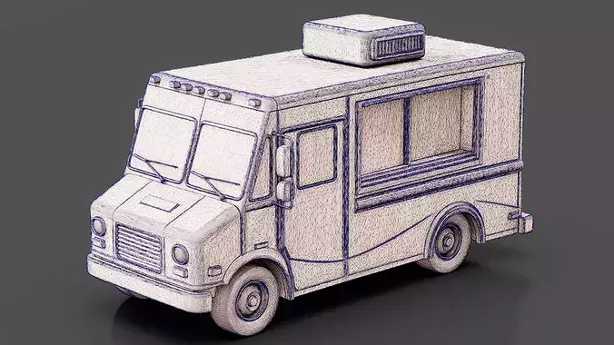 Mobile Ice Store Truck Low-poly 3D model 7