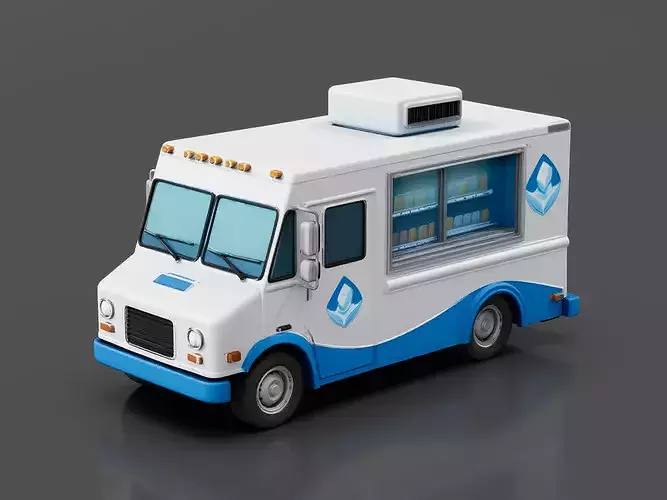 Mobile Ice Store Truck Low-poly 3D model