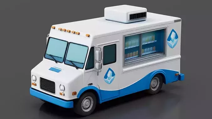 Mobile Ice Store Truck Low-poly 3D model 2