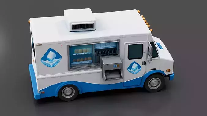 Mobile Ice Store Truck Low-poly 3D model 5