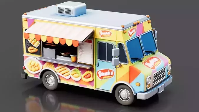 Mobile Street Snack Truck Low-poly 3D model 2