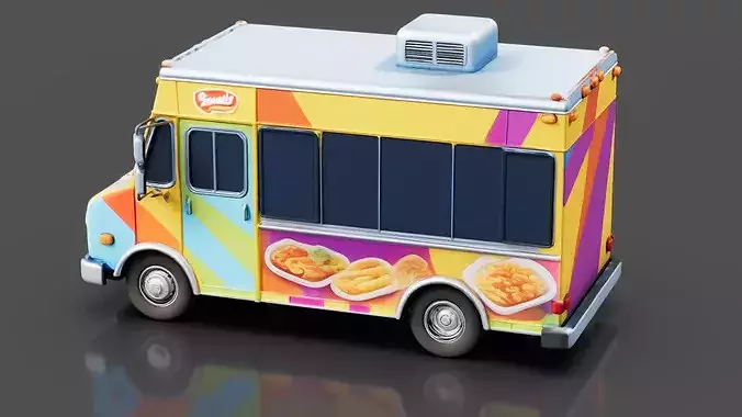 Mobile Street Snack Truck Low-poly 3D model 4
