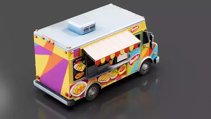 Mobile Street Snack Truck Low-poly 3D model 5