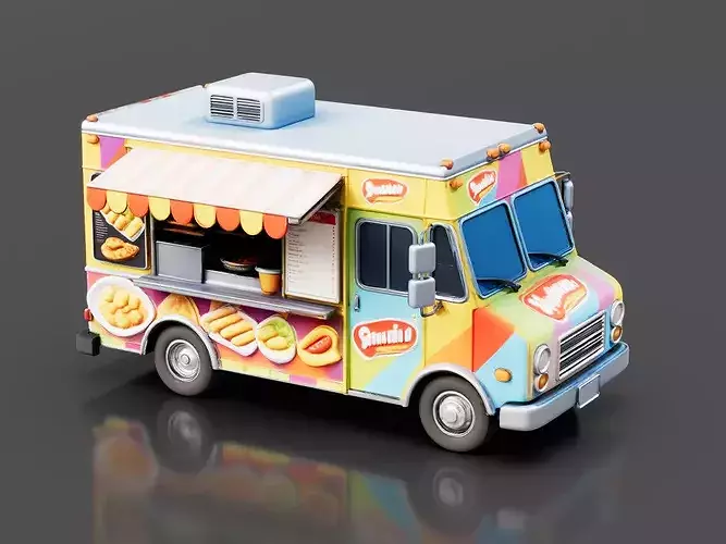 Mobile Street Snack Truck Low-poly 3D model