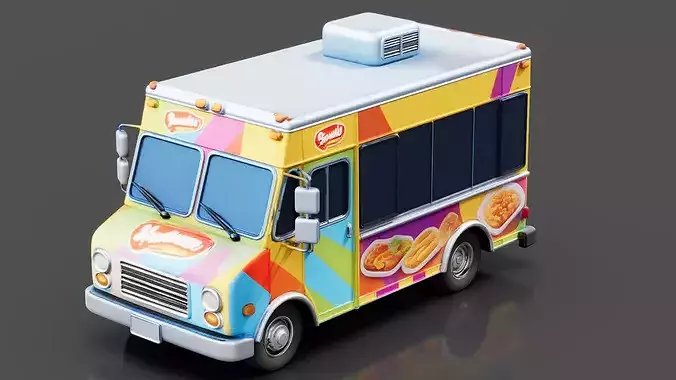 Mobile Street Snack Truck Low-poly 3D model 3
