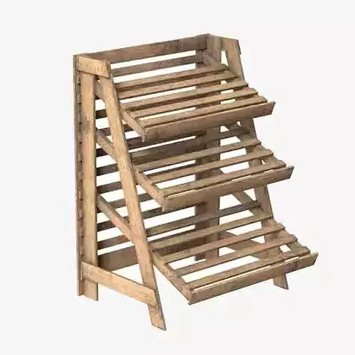 Fruits Large Wooden Rack Low-poly 3D model 6