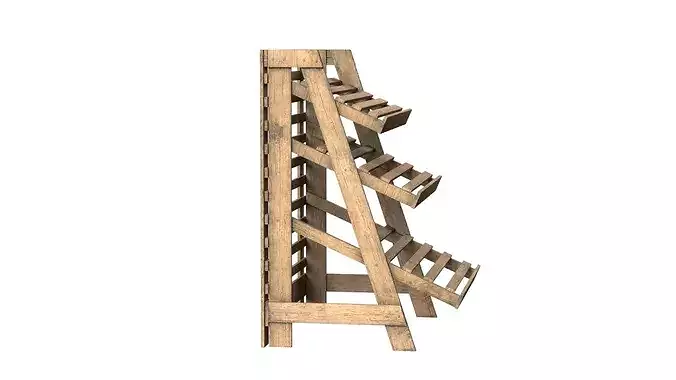 Fruits Large Wooden Rack Low-poly 3D model 4