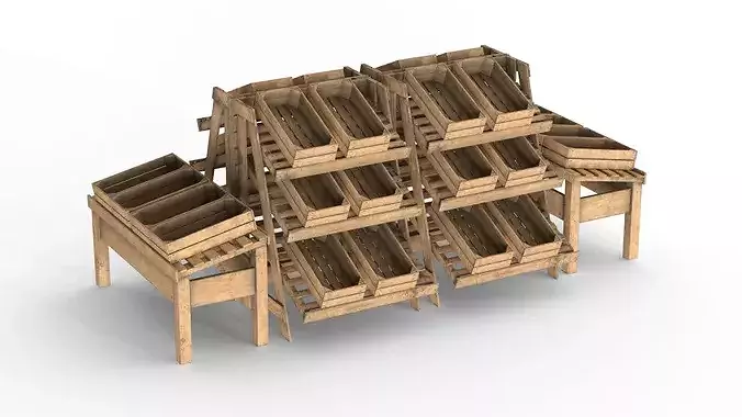 Fruits Rack Combined Low-poly 3D model
