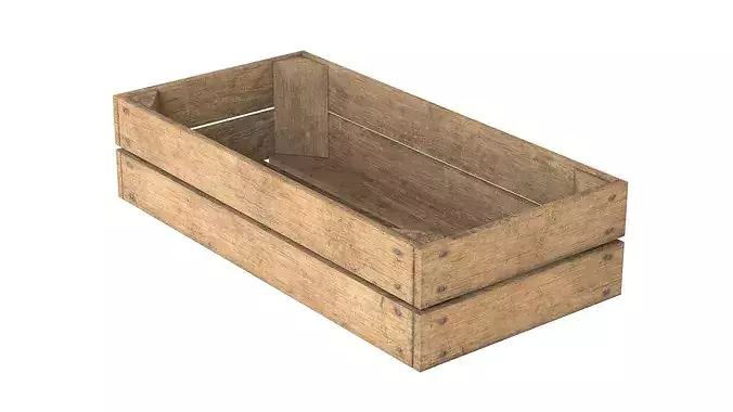 Fruits Wooden Crate Low-poly 3D model