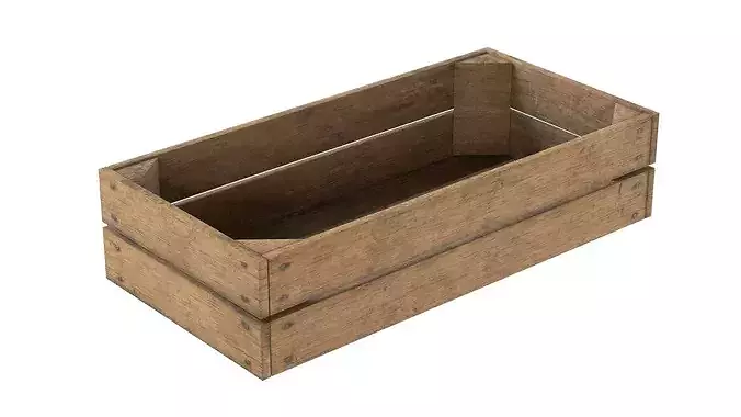 Fruits Wooden Crate Low-poly 3D model 2