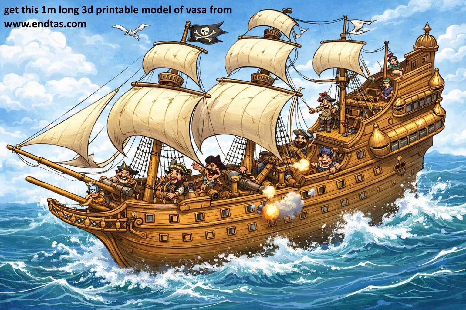 Vasa Historic Sailing Ship 1m model 3D print model