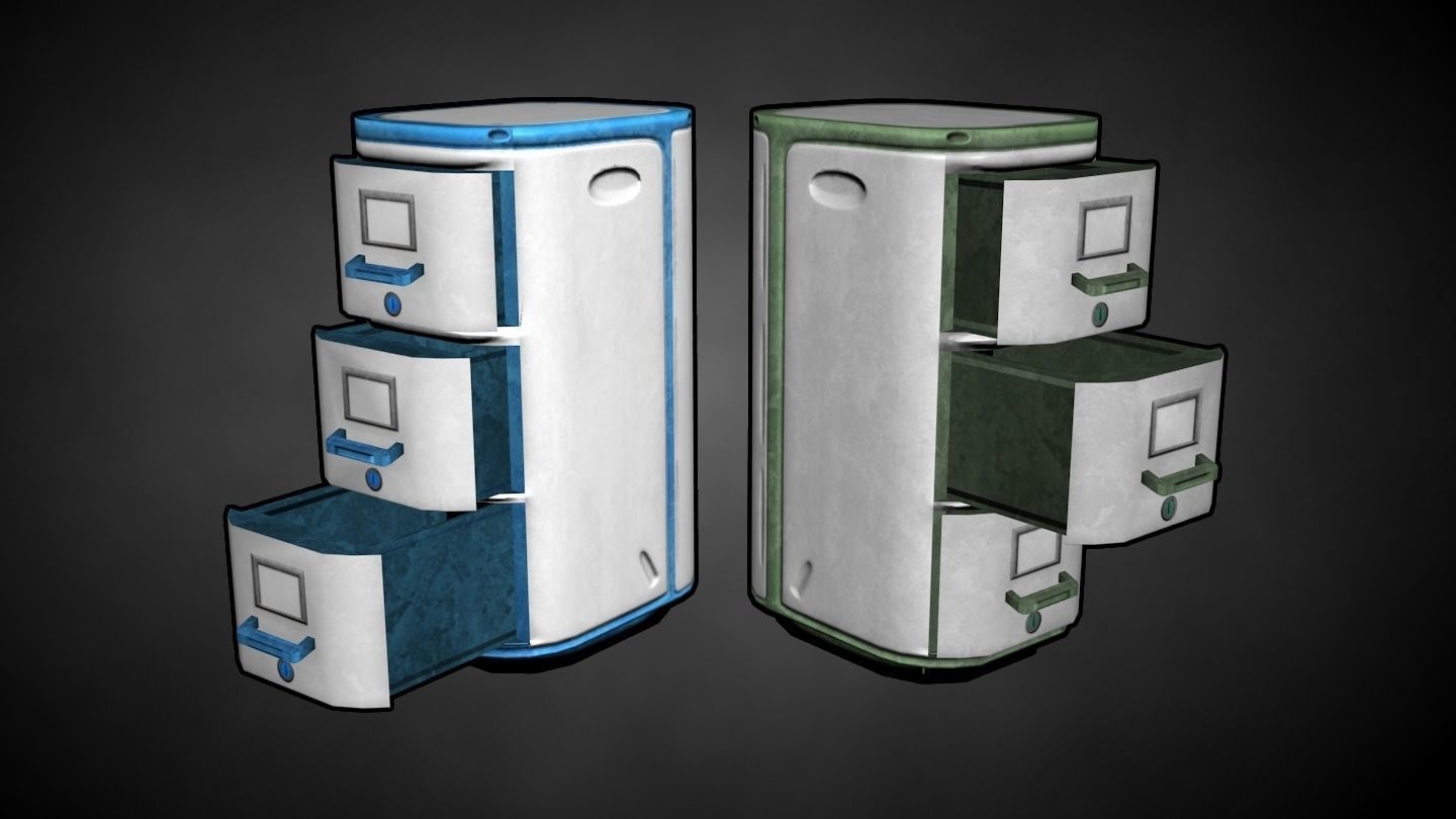 Futuristic Office Assets Low-poly 3D model_3