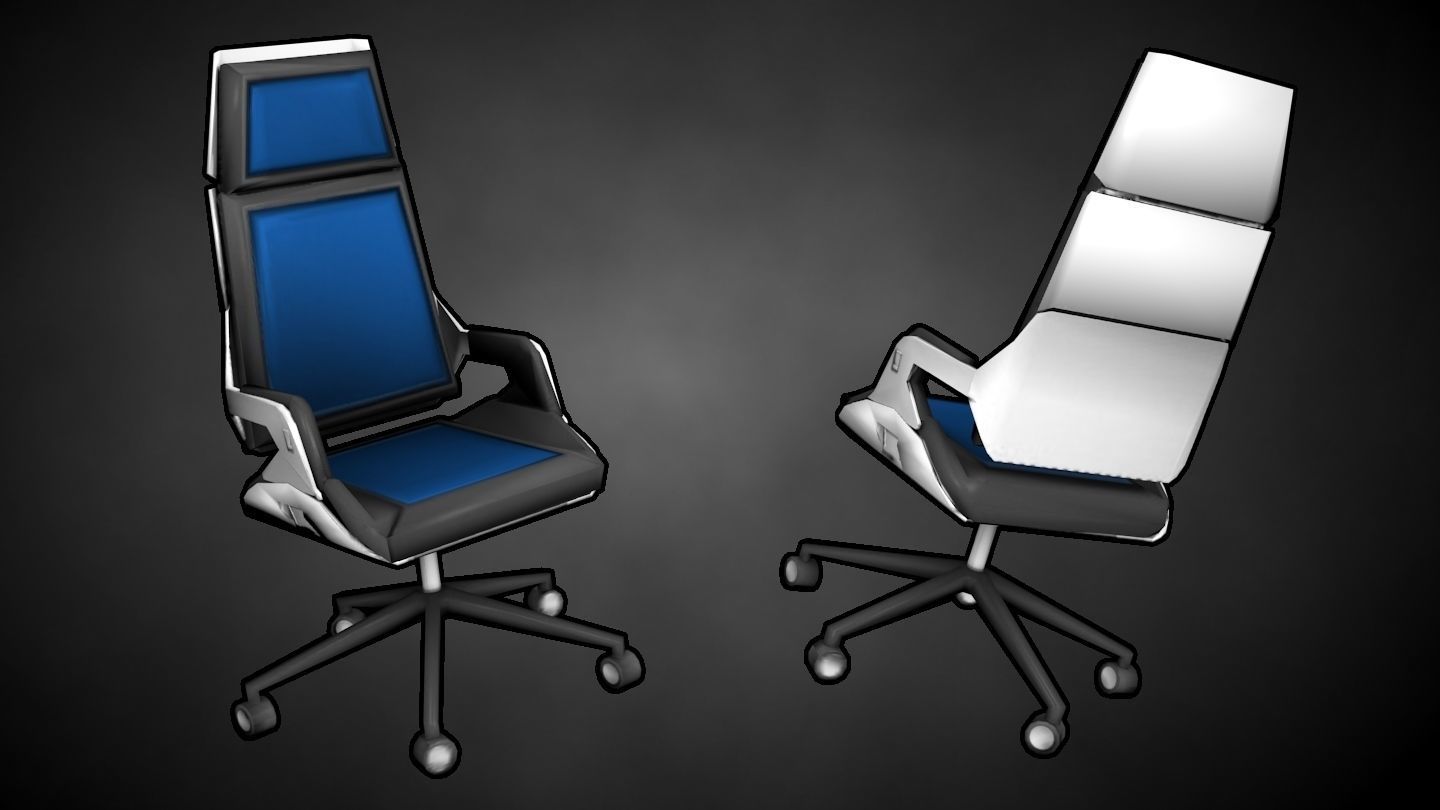 Futuristic Office Assets Low-poly 3D model_4