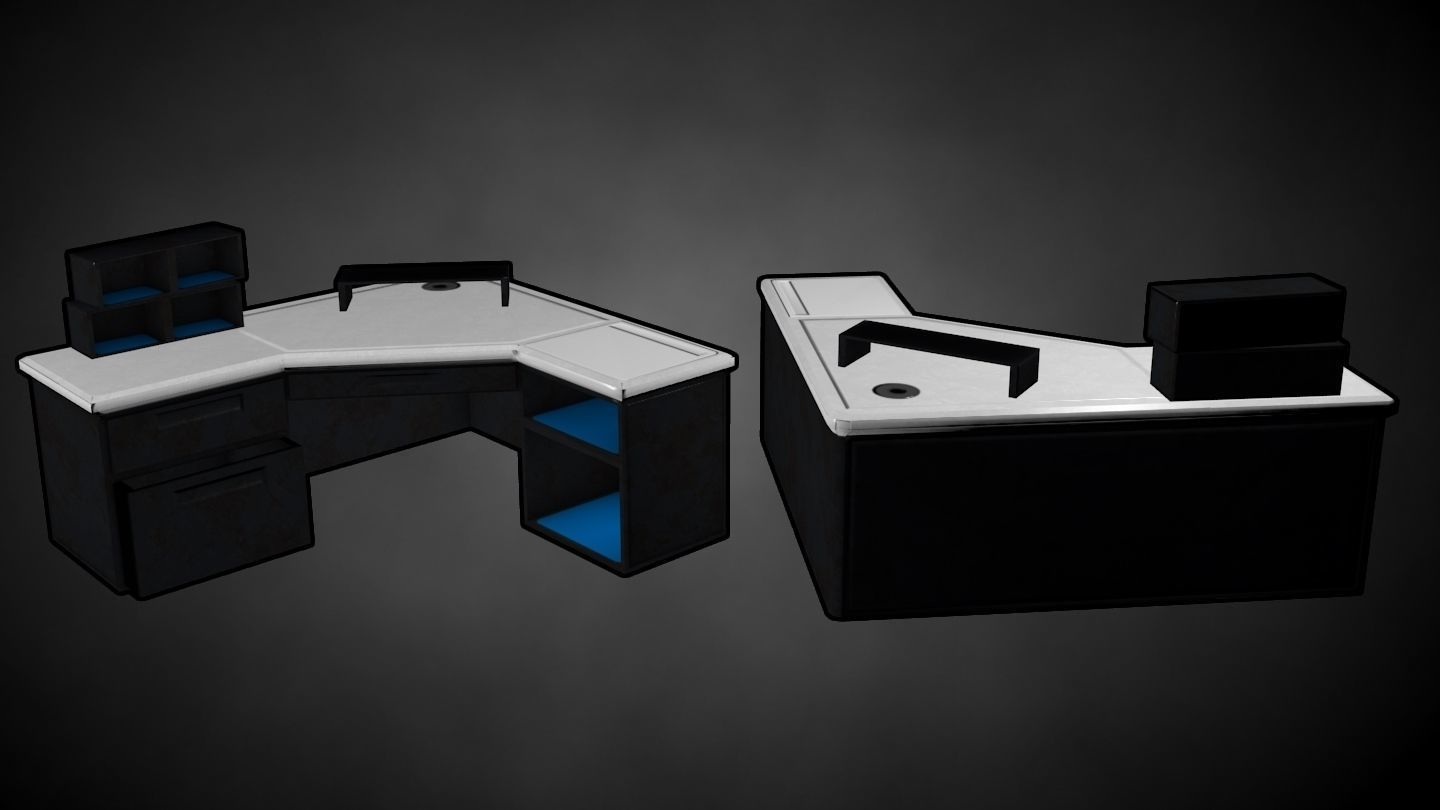 Futuristic Office Assets Low-poly 3D model_2