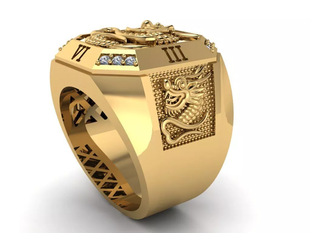 Dragon Ring Roman Numerals 3D print model