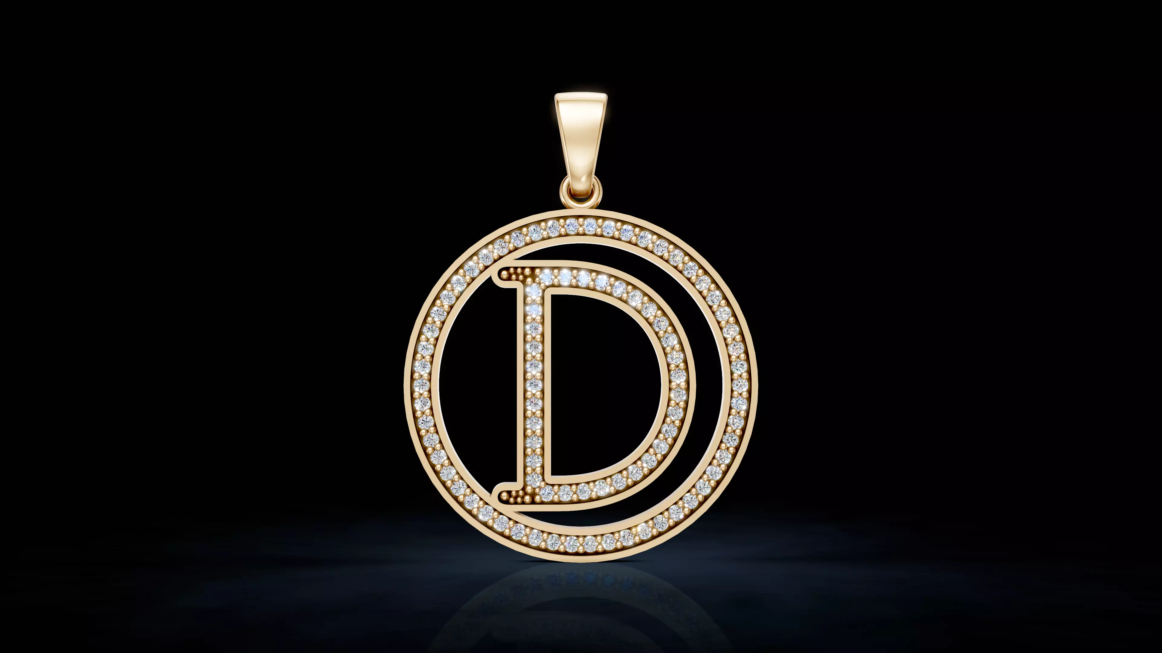 D Letter Monogram Pendant with Gemstones 3D print model 3D print model
