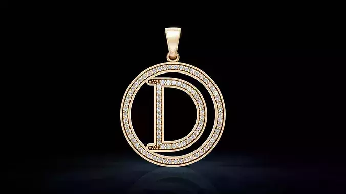 D  Letter Monogram Pendant with Gemstones 3D print model
