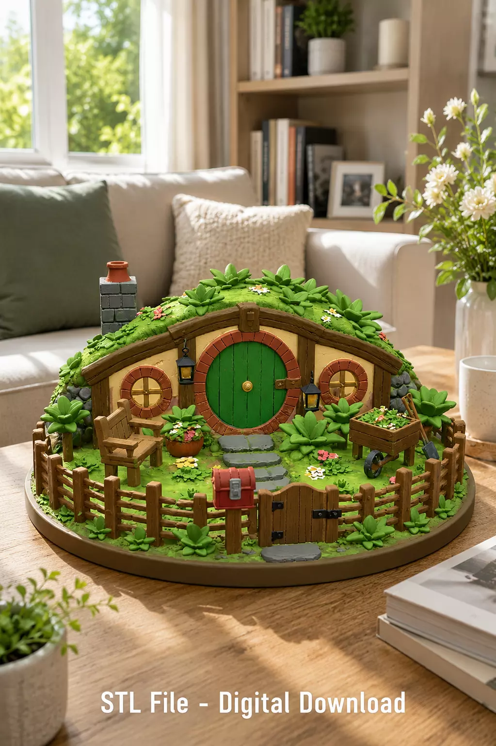 Cozy Hobbit Garden Cottage STL File for 3D Print 3D print model