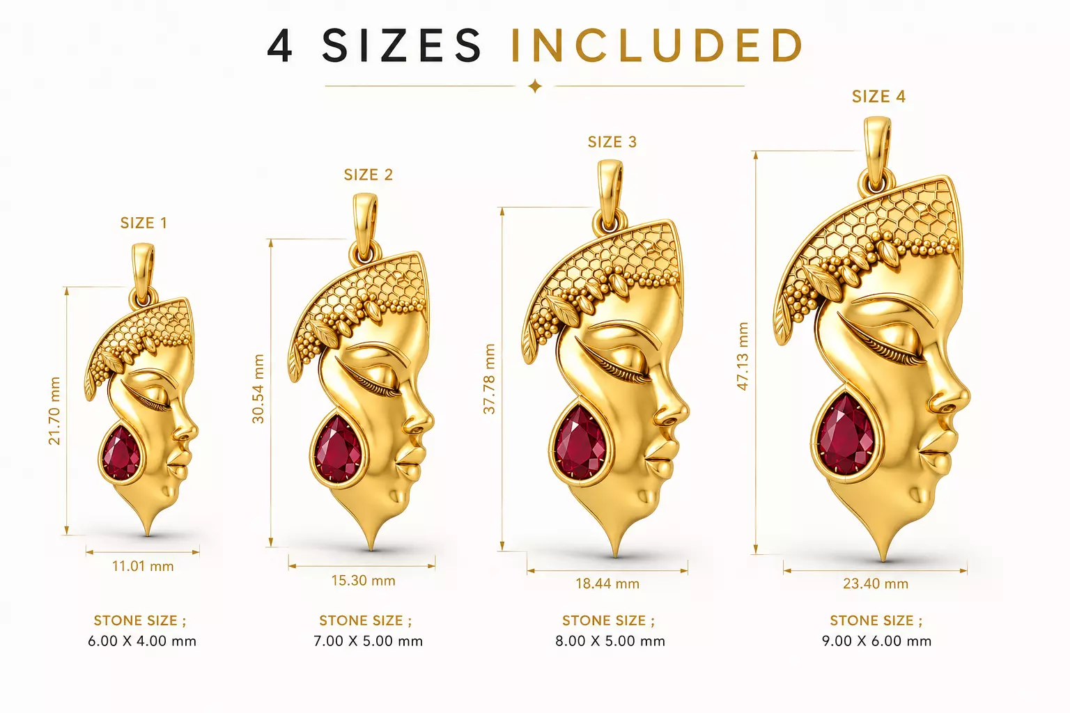 African Woman Face Pendant STL 3D Print Jewelry CAD Model 3D print model