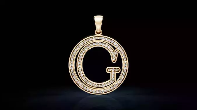 G Letter Monogram Pendant with Gemstones
