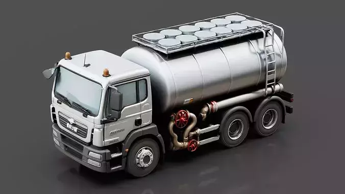 Water Tanker Truck Low-poly 3D model 2