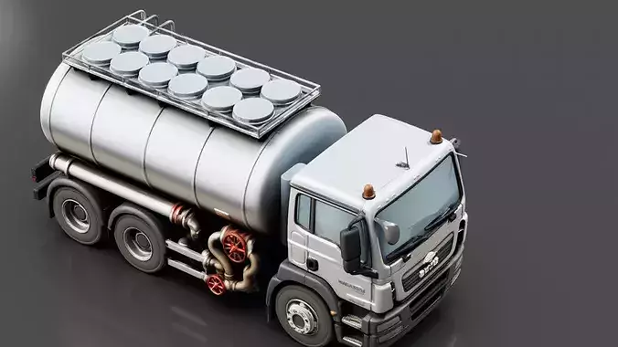 Water Tanker Truck Low-poly 3D model 3