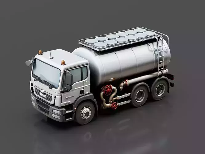 Water Tanker Truck Low-poly 3D model
