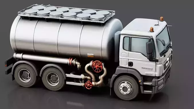 Water Tanker Truck Low-poly 3D model 4