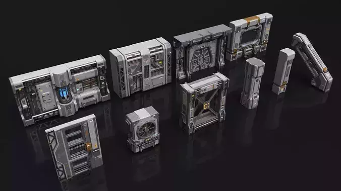SciFi Architecture Modular 01 Low-poly 3D model 4