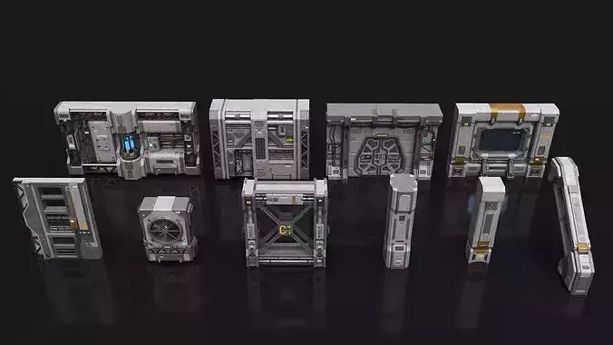 SciFi Architecture Modular 01 Low-poly 3D model 2