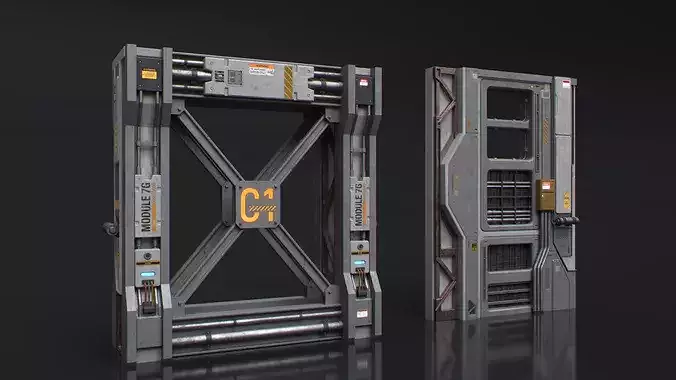 SciFi Architecture Modular 01 Low-poly 3D model 6