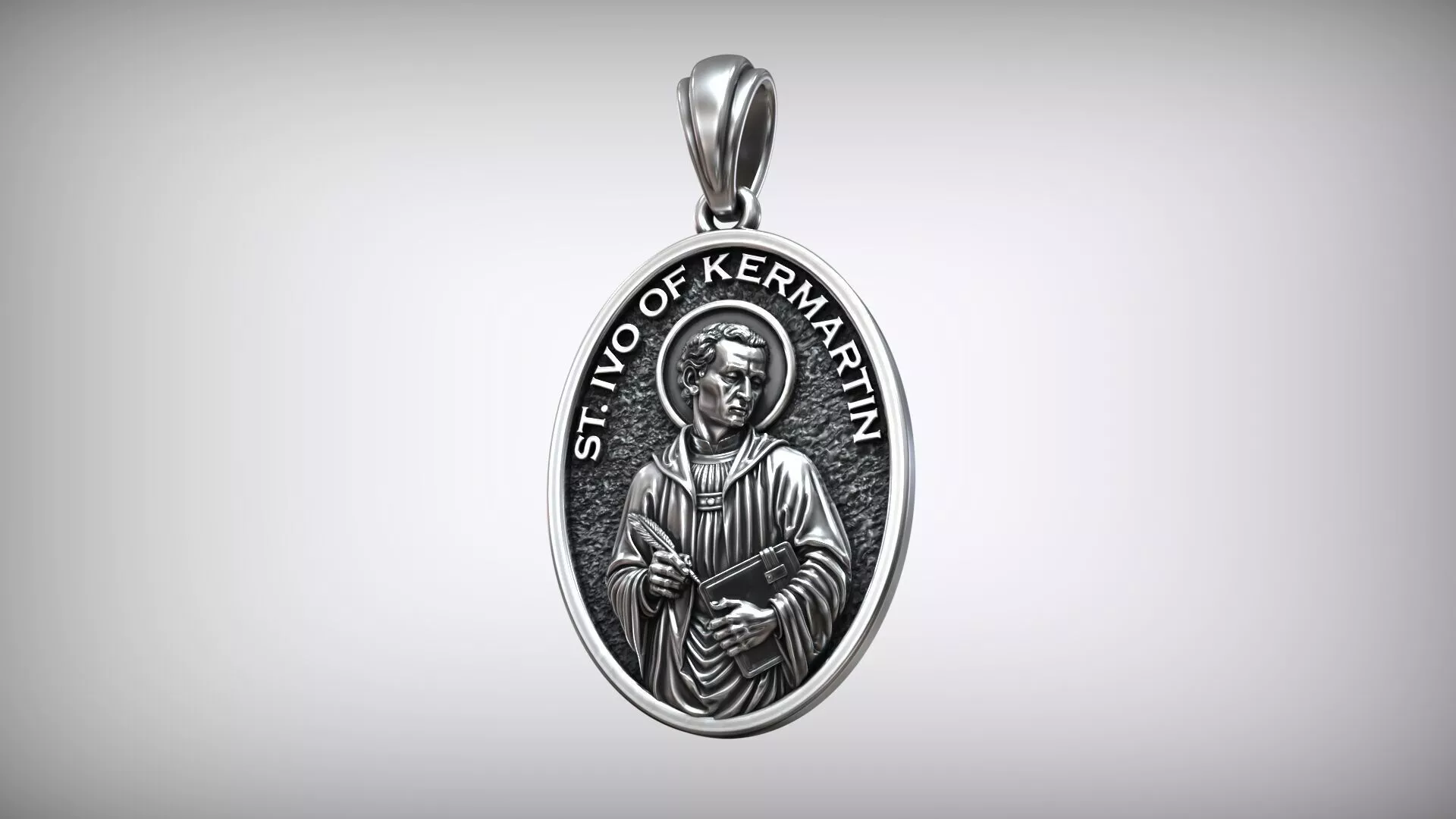 Saint Ivo of Kermartin Patron of Lawyers and Justice Medal 3D print model