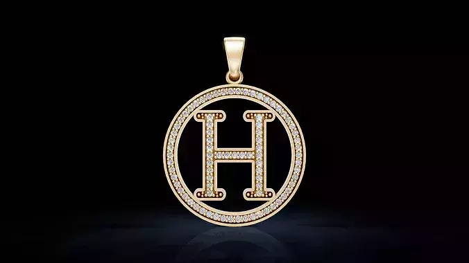 H  Letter Monogram Pendant with Gemstones