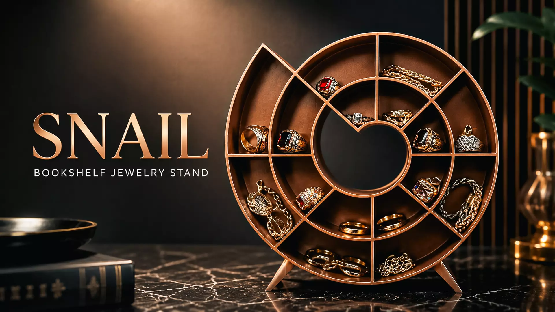 Snail Bookshelf Jewelry Stand Luxury - 3D Printing Stl Decor 3D print model