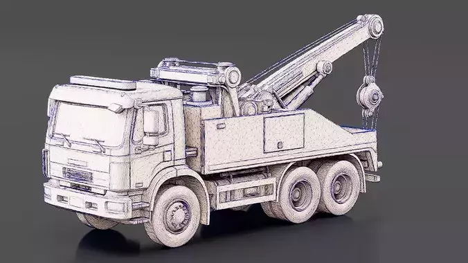 Wheel Lift Tow Truck Low-poly 3D model 7