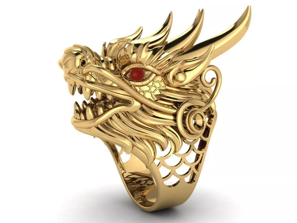 Sculpted Dragon Head Ring 3D print model