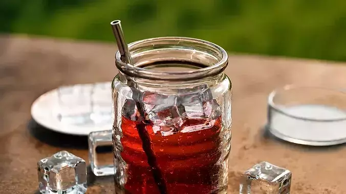Lemonade Drink with ice cubes - glass-  Low-poly 3D model 5