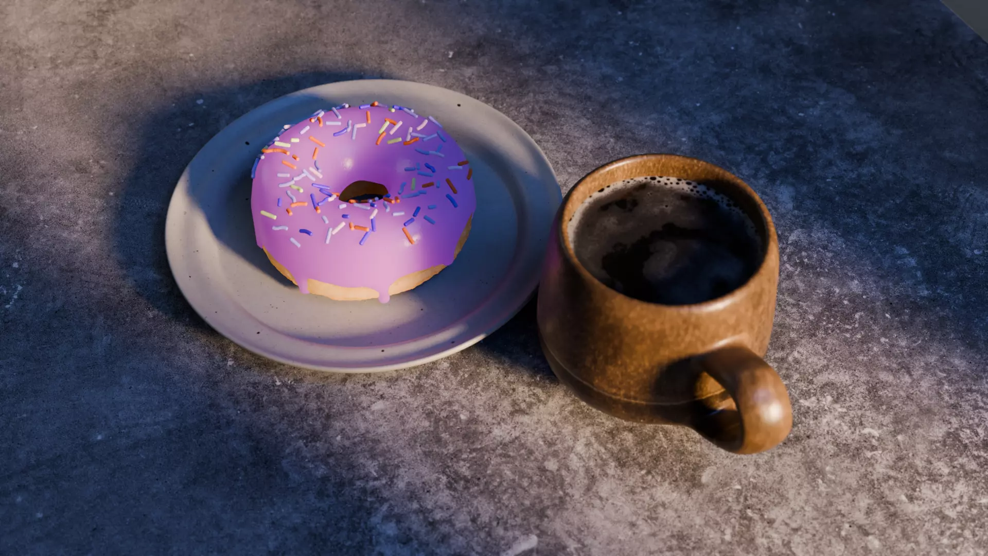 donut with a cup of coffee 3D model