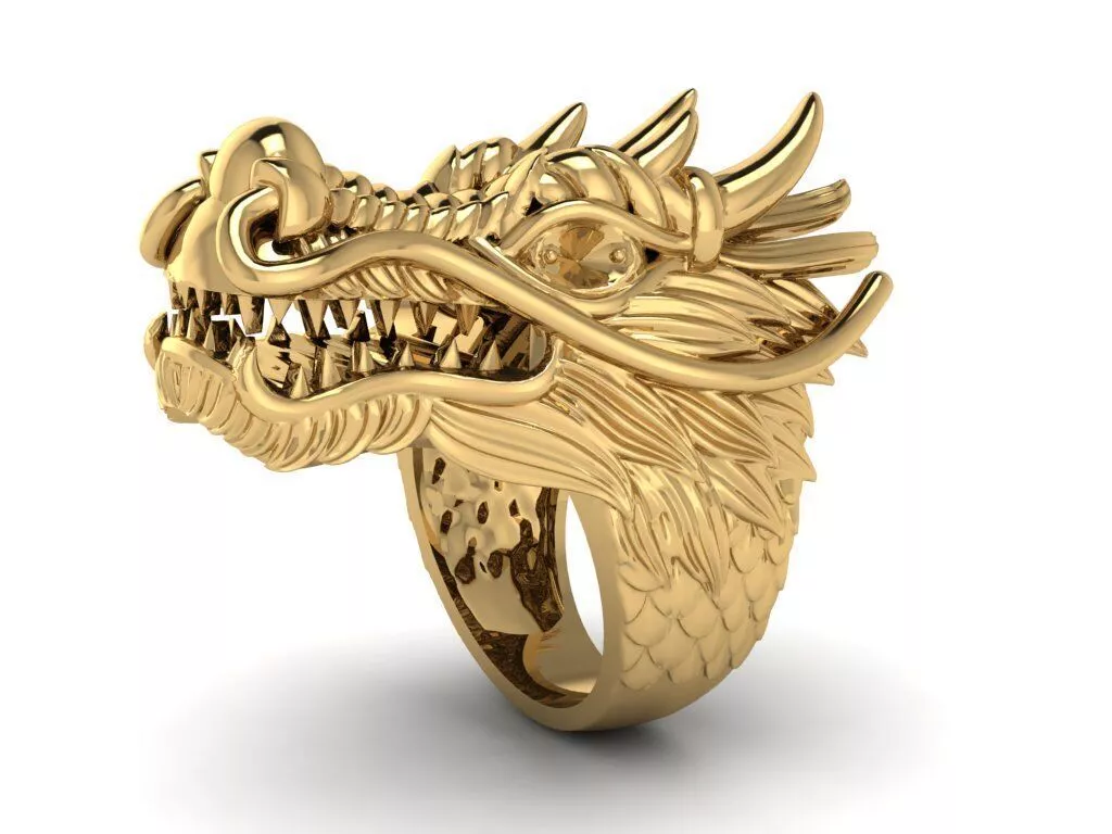 Sculpted Dragon Head Ring 3D print model