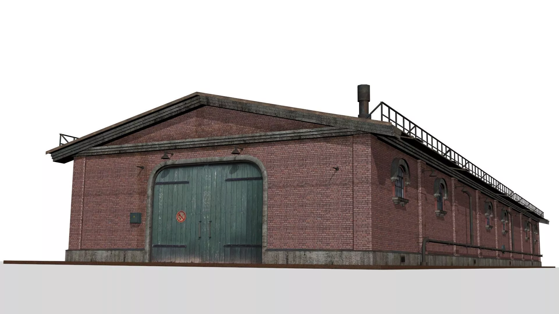 old brick farmhouse Low-poly 3D model