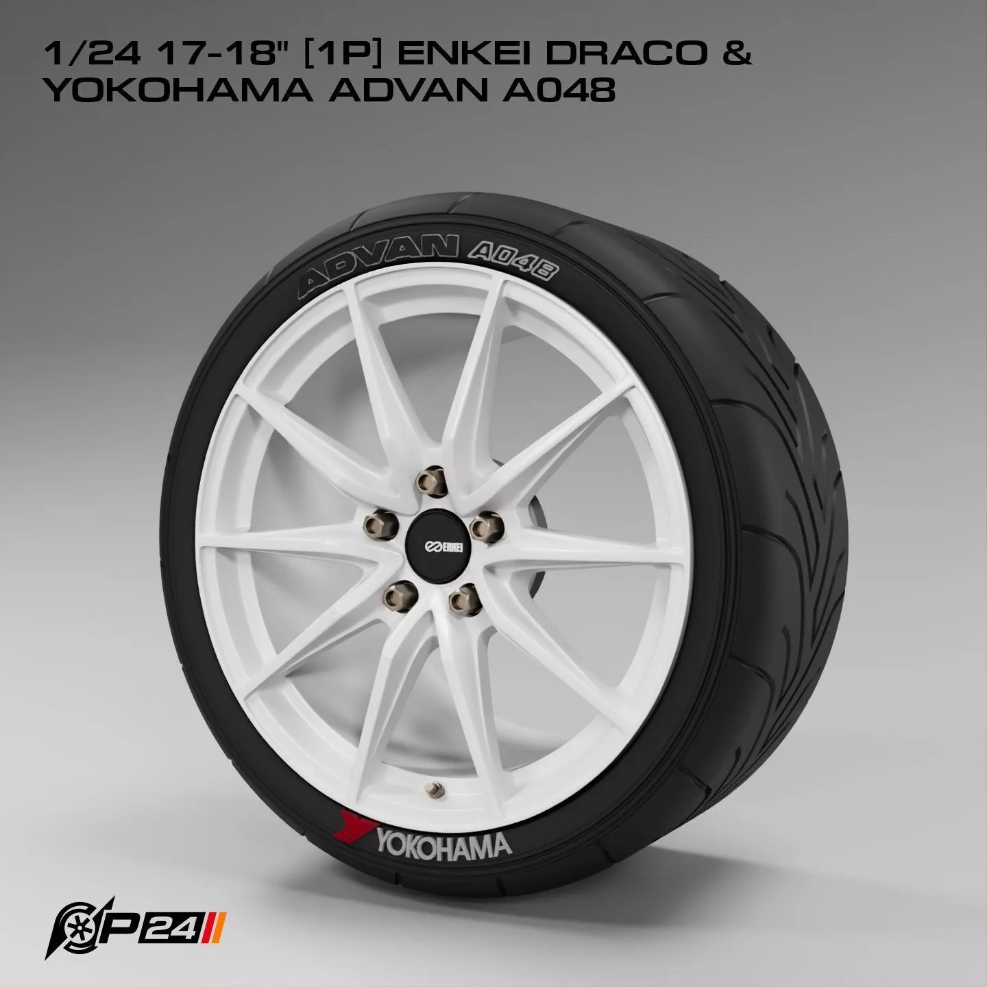 1-24th 17-18 inches 1P Enkei Draco and Yokohama Advan A048 3D print model