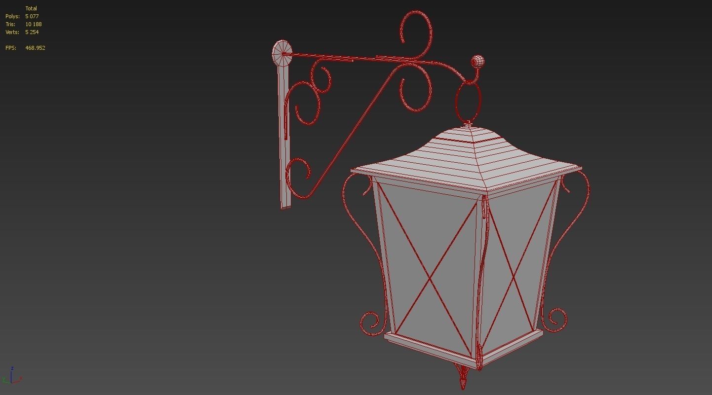 Medieval Street Lamp 01 Low-poly 3D model_6