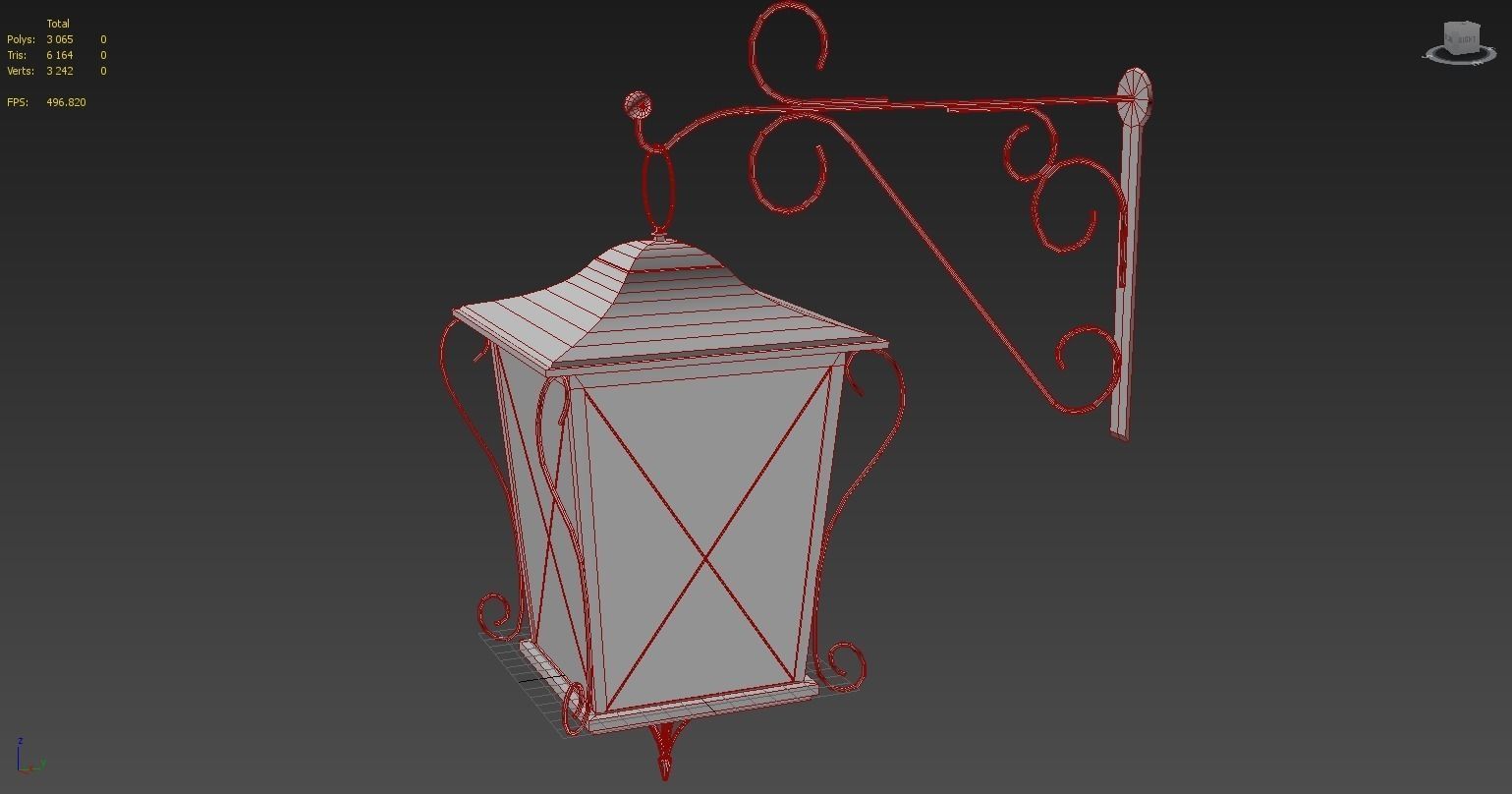 Medieval Street Lamp 01 Low-poly 3D model_7