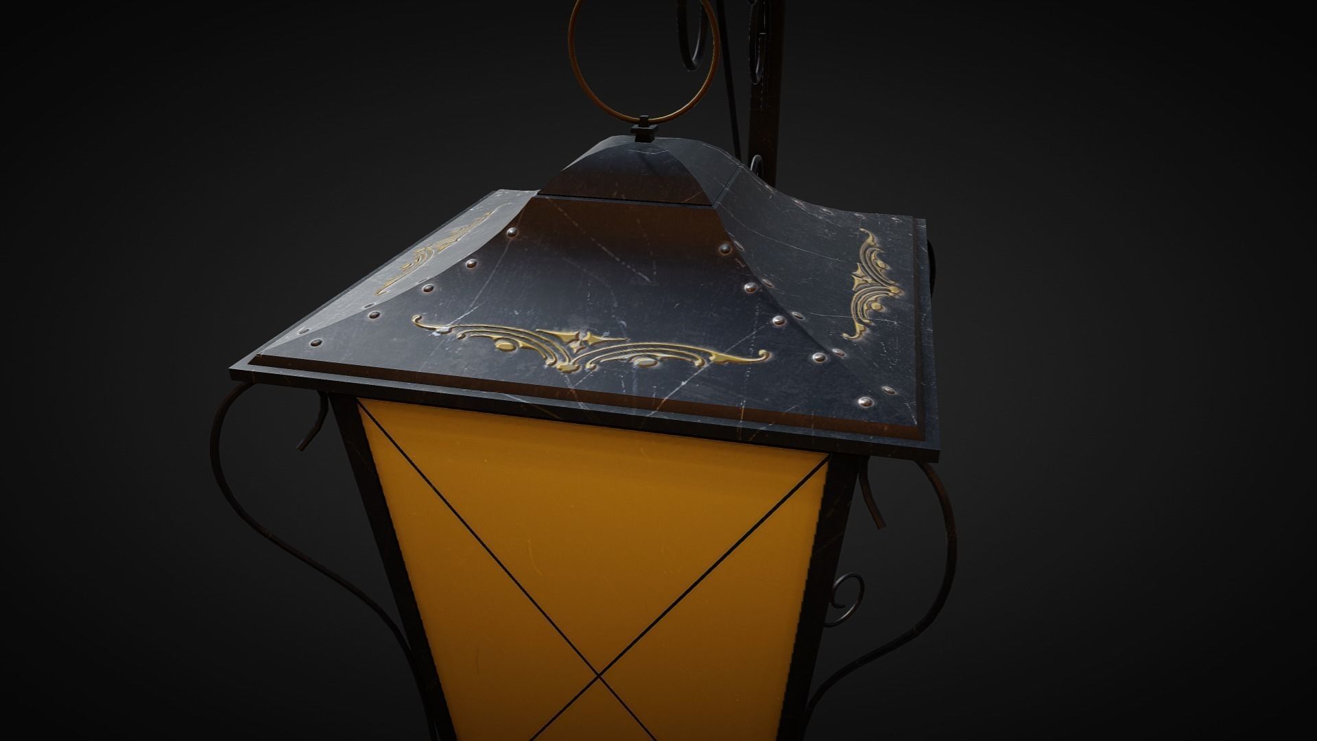 Medieval Street Lamp 01 Low-poly 3D model_4