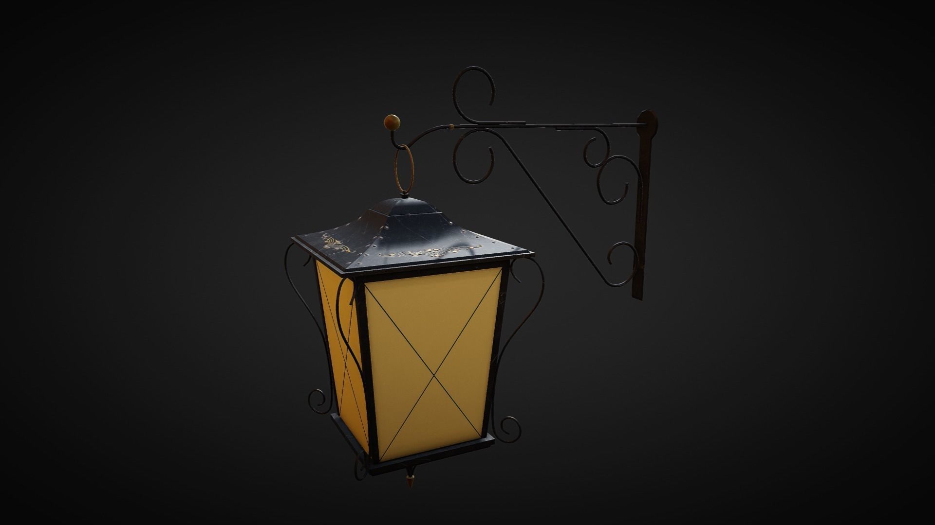 Medieval Street Lamp 01 Low-poly 3D model_2