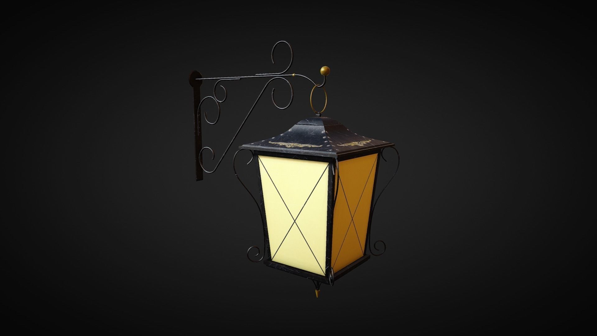 Medieval Street Lamp 01 Low-poly 3D model_1